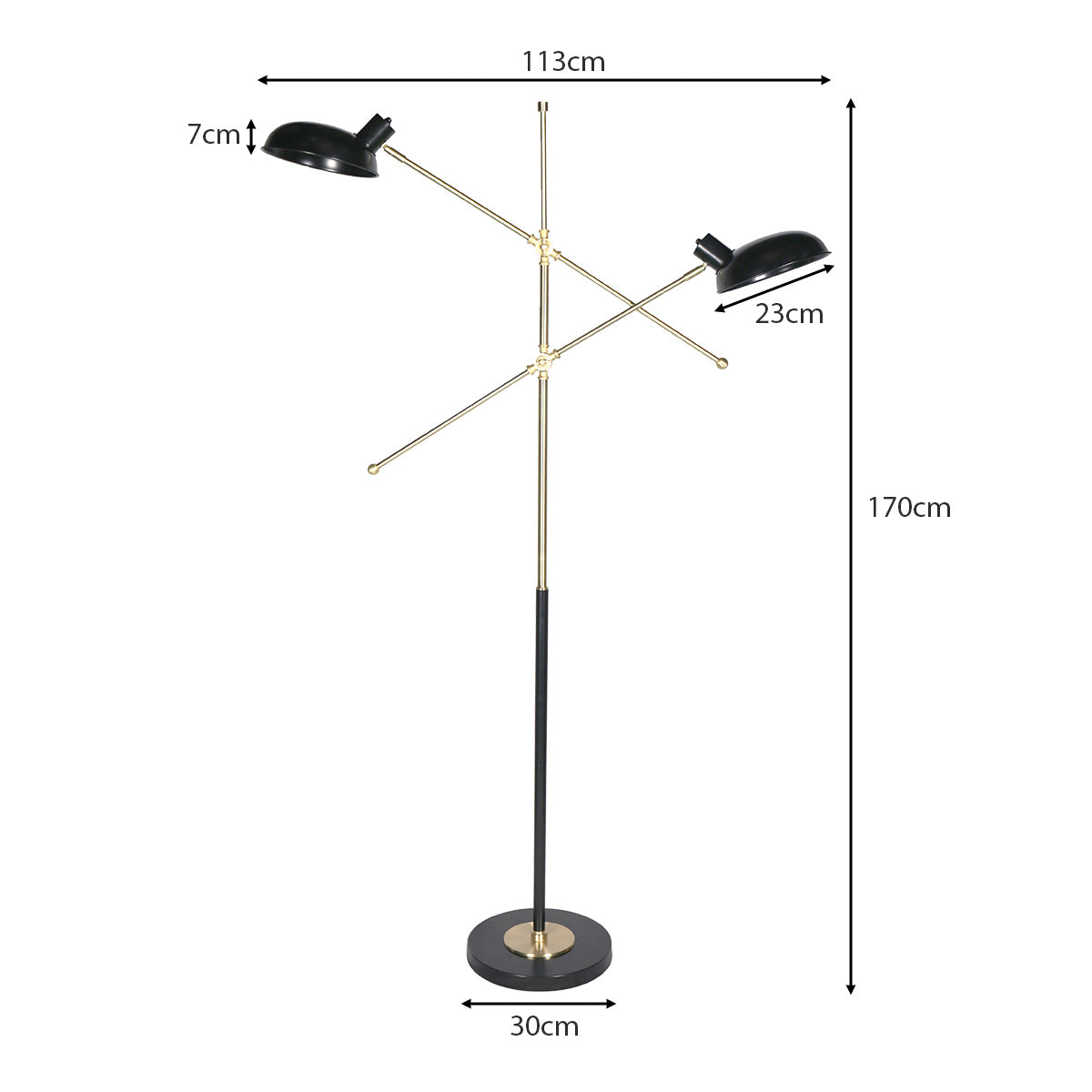 Sarantino Adjustable Two Light Lamp Black and Gold Finish - Home & Garden > Lighting > Night Lights & Ambient Lighting