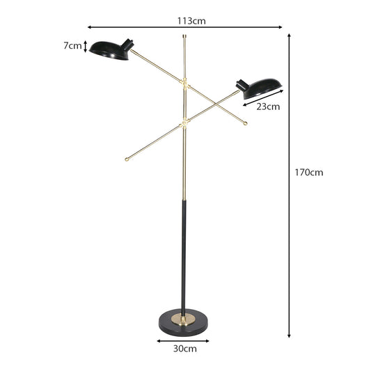 Sarantino Adjustable Two Light Lamp Black and Gold Finish Home & Garden > Lighting > Night Lights & Ambient Lighting
