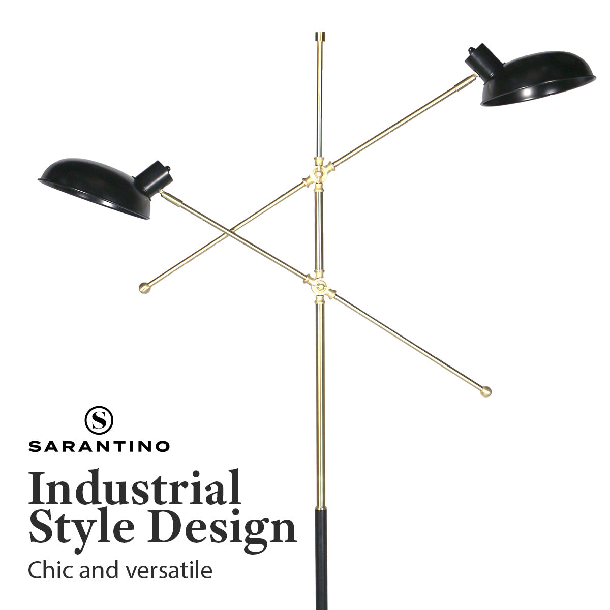 Sarantino Adjustable Two Light Lamp Black and Gold Finish - Home & Garden > Lighting > Night Lights & Ambient Lighting