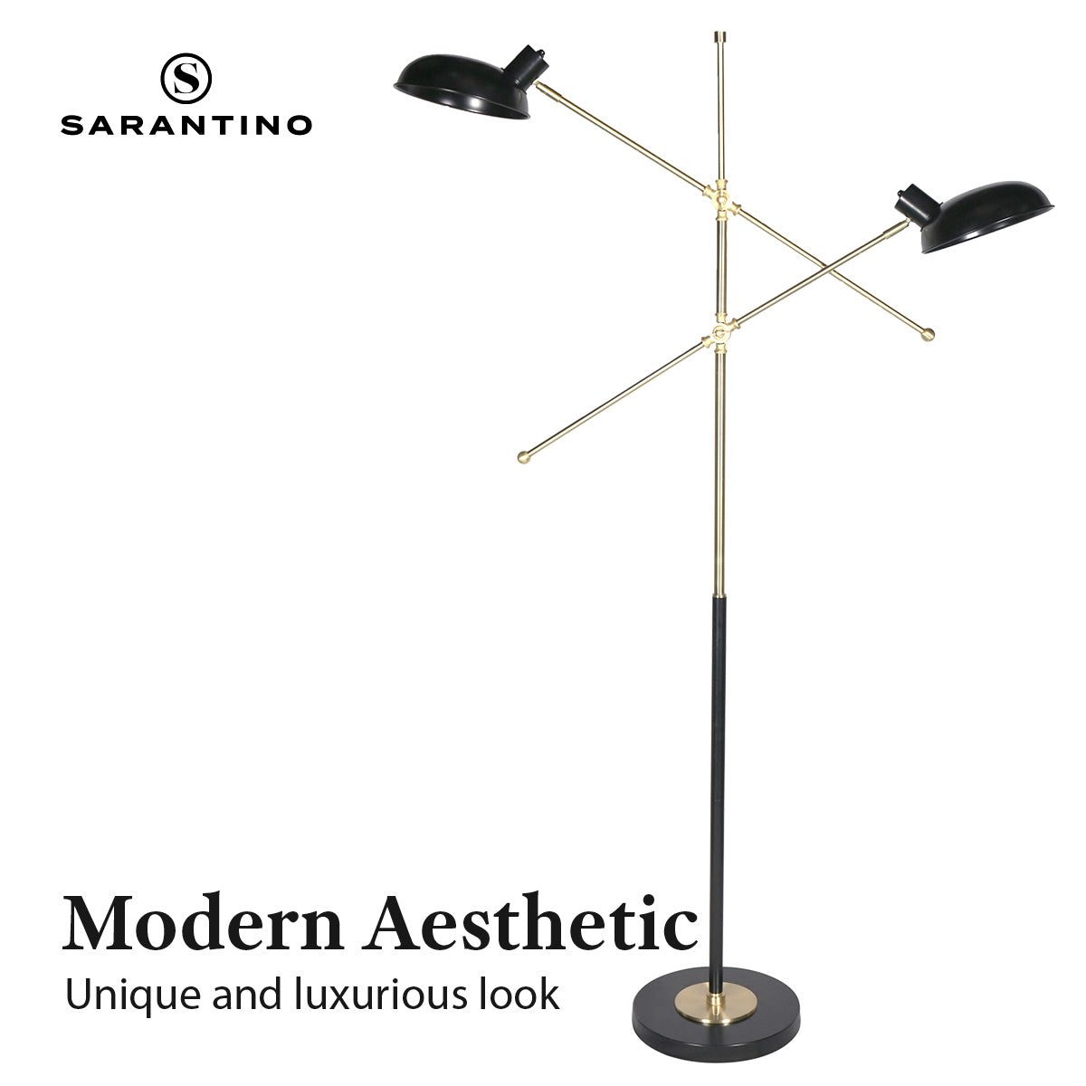 Sarantino Adjustable Two Light Lamp Black and Gold Finish - Home & Garden > Lighting > Night Lights & Ambient Lighting
