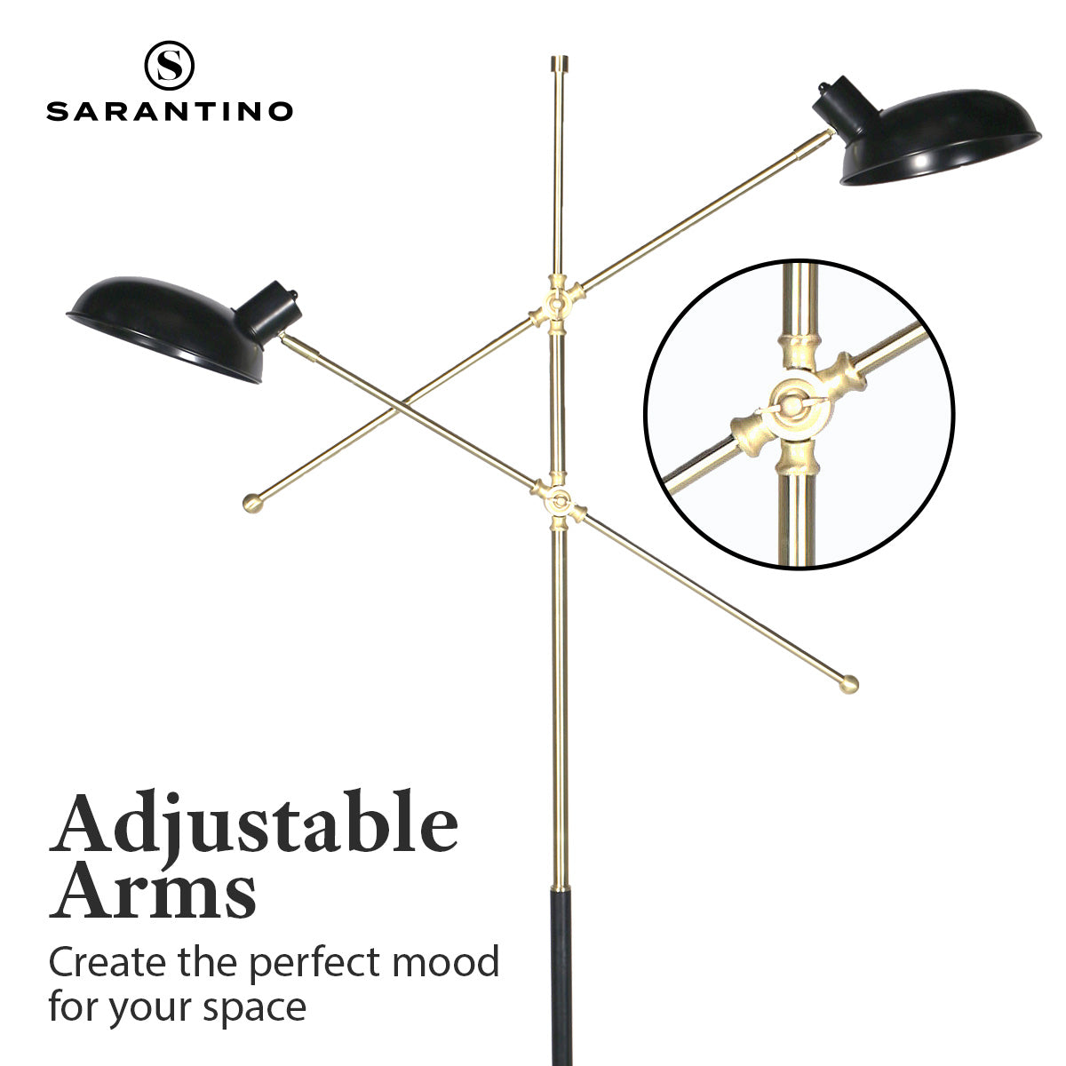 Sarantino Adjustable Two Light Lamp Black and Gold Finish - Home & Garden > Lighting > Night Lights & Ambient Lighting