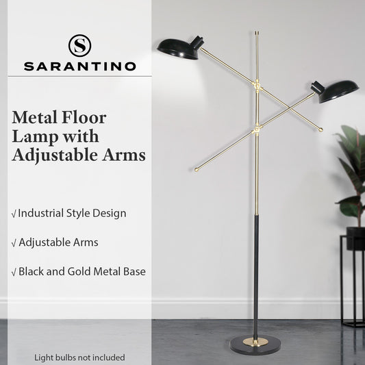 Adjustable Two Light Lamp Black and Gold Finish - Home & Garden > Lighting > Night Lights & Ambient Lighting