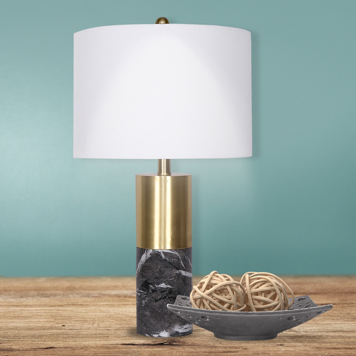 Sarantino Metal and Marble Table Lamp in Black Home & Garden > Lighting > Table Lamps