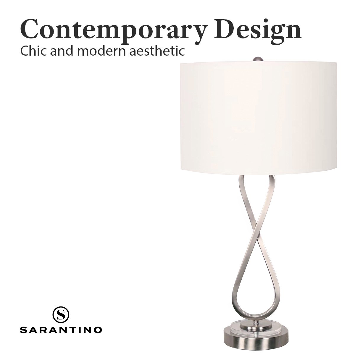 Sarantino Contemporary Table Lamp In Nickel Finish Home & Garden > Lighting > Table Lamps