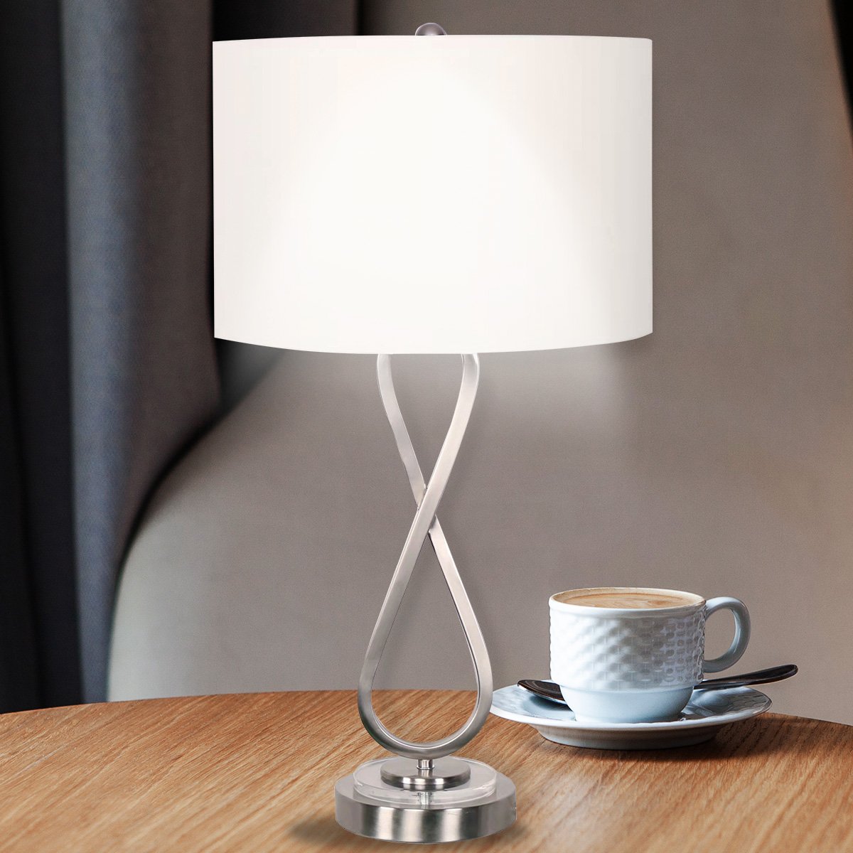 Sarantino Contemporary Table Lamp In Nickel Finish Home & Garden > Lighting > Table Lamps