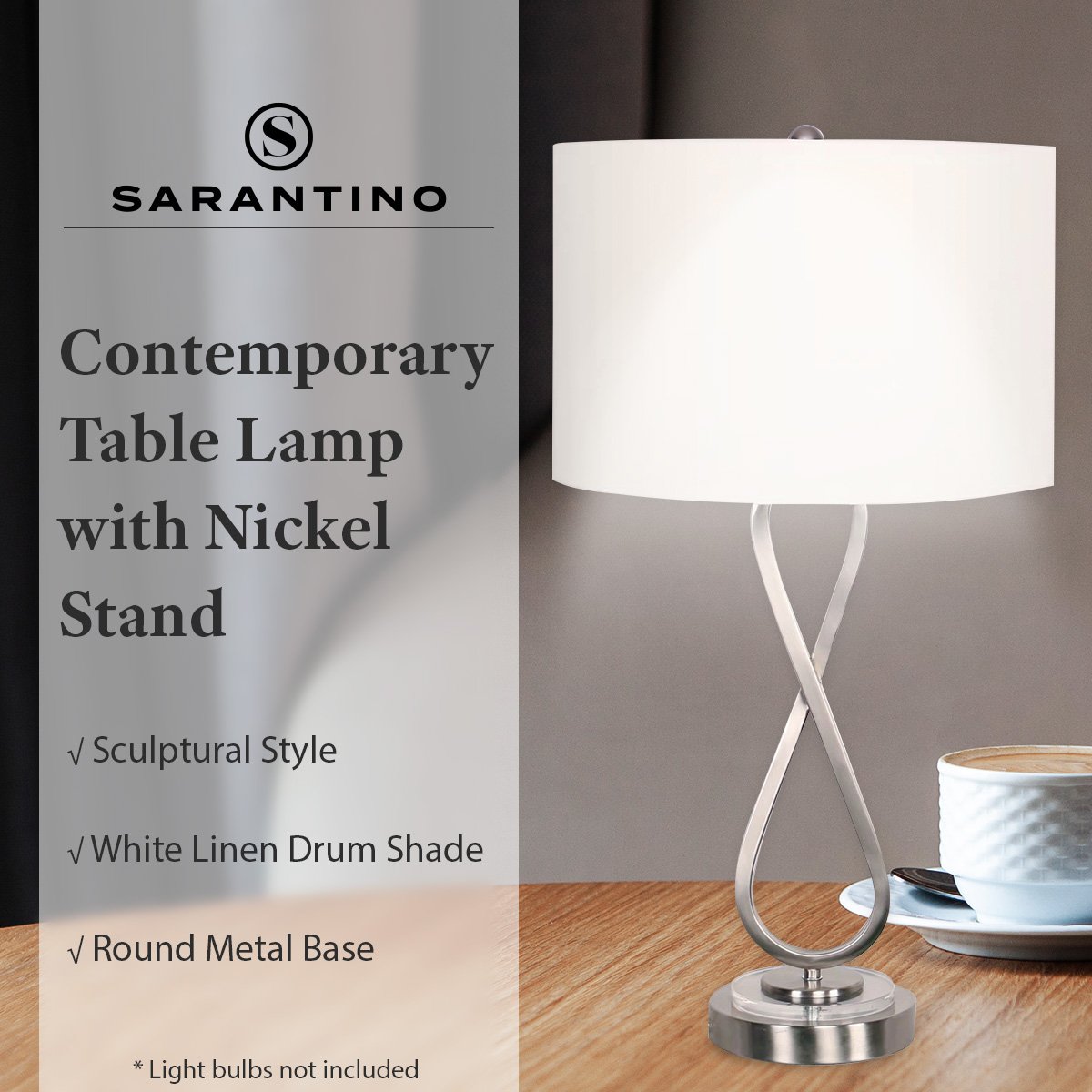 Sarantino Contemporary Table Lamp In Nickel Finish Home & Garden > Lighting > Table Lamps