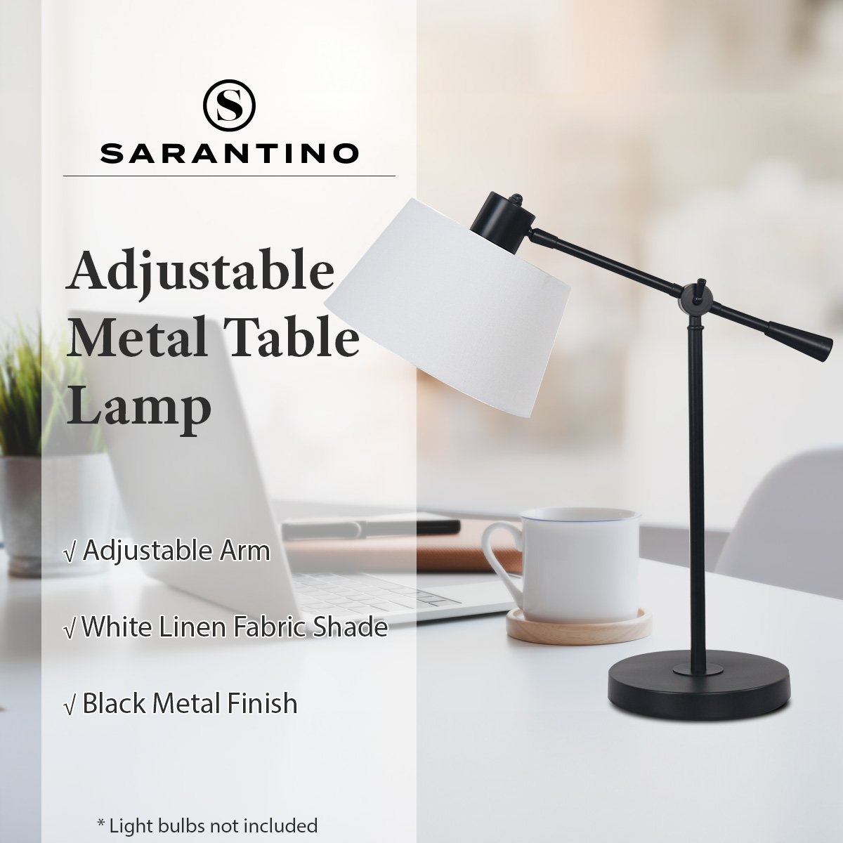Sarantino Adjustable Metal Table Lamp In Black Home & Garden > Lighting > Table Lamps