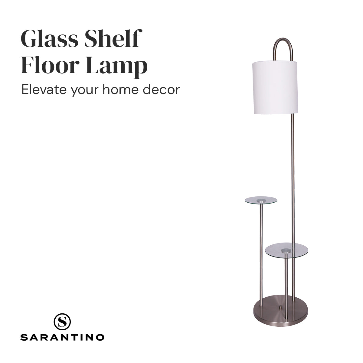 Sarantino Metal Floor Lamp with Glass Shelves Home & Garden > Lighting > Table Lamps