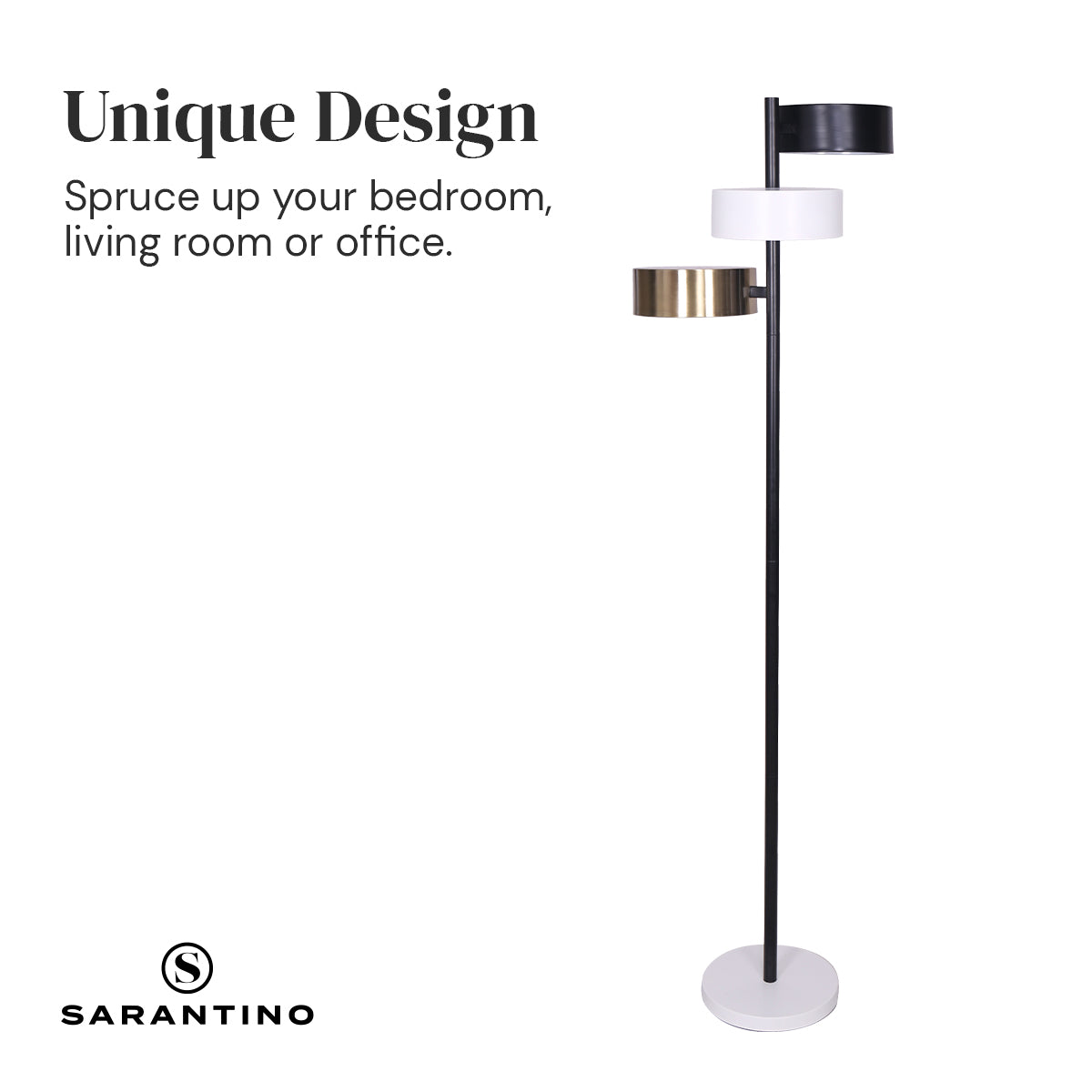 Sarantino Metal Floor Lamp with 3 Swirl Shades - Home & Garden > Lighting > Night Lights & Ambient Lighting