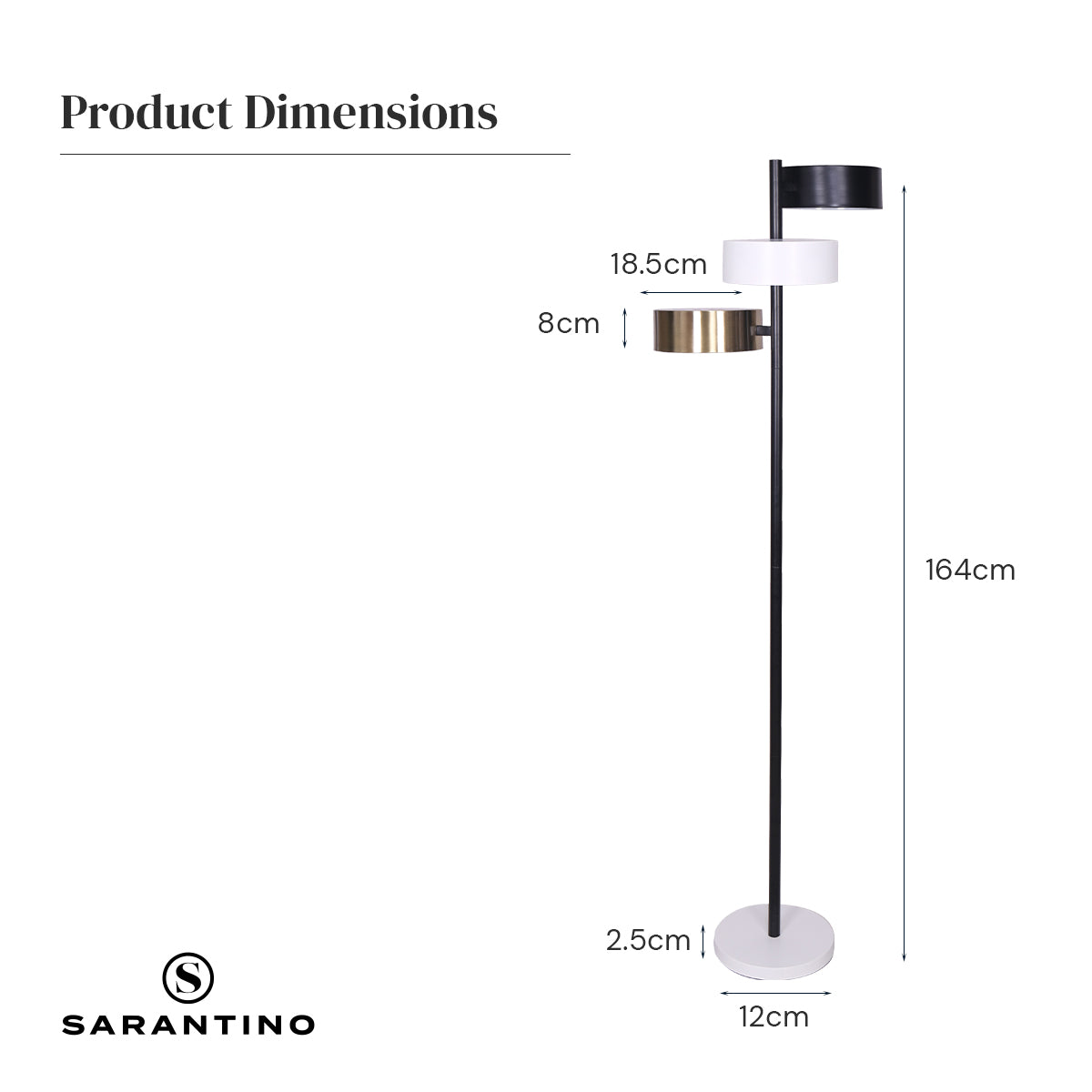 Sarantino Metal Floor Lamp with 3 Swirl Shades - Home & Garden > Lighting > Night Lights & Ambient Lighting