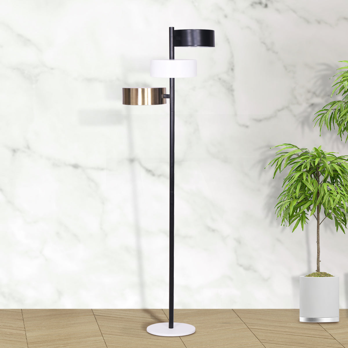 Sarantino Metal Floor Lamp with 3 Swirl Shades - Home & Garden > Lighting > Night Lights & Ambient Lighting
