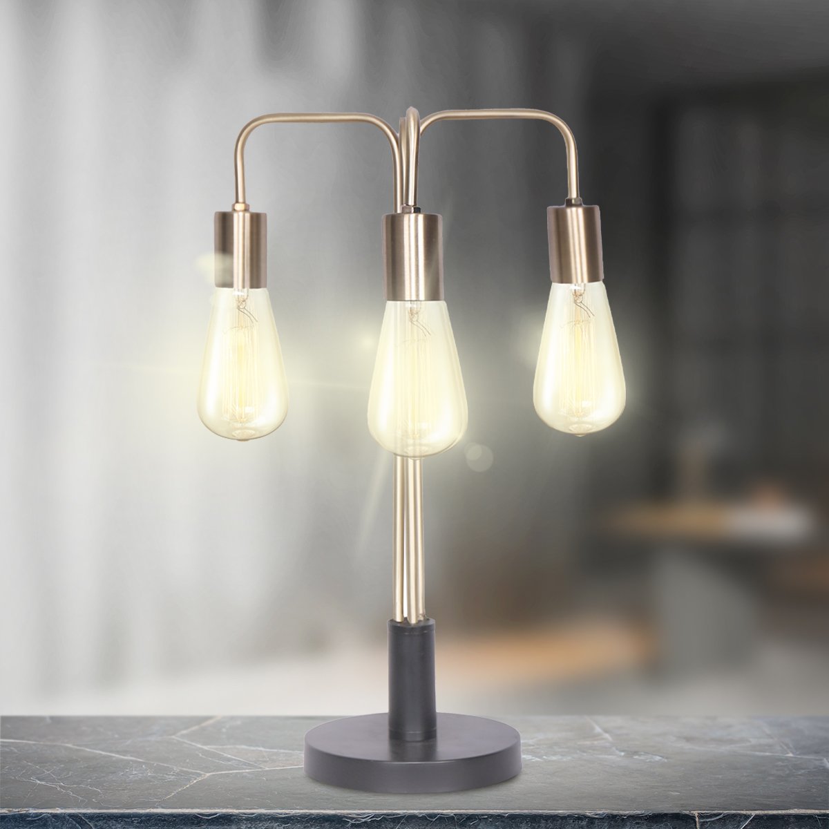 Sarantino Exposed Bulb Industrial Table Lamp Home & Garden > Lighting > Table Lamps