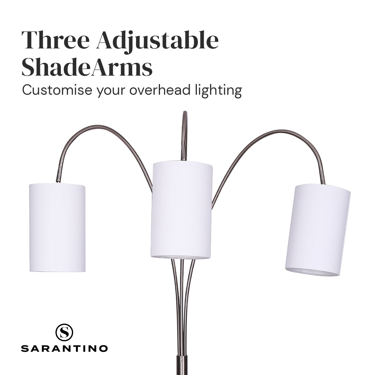 Sarantino 3 Light Metal Arc Floor Lamp Nickel & Marble Finish Home & Garden > Lighting > Night Lights & Ambient Lighting