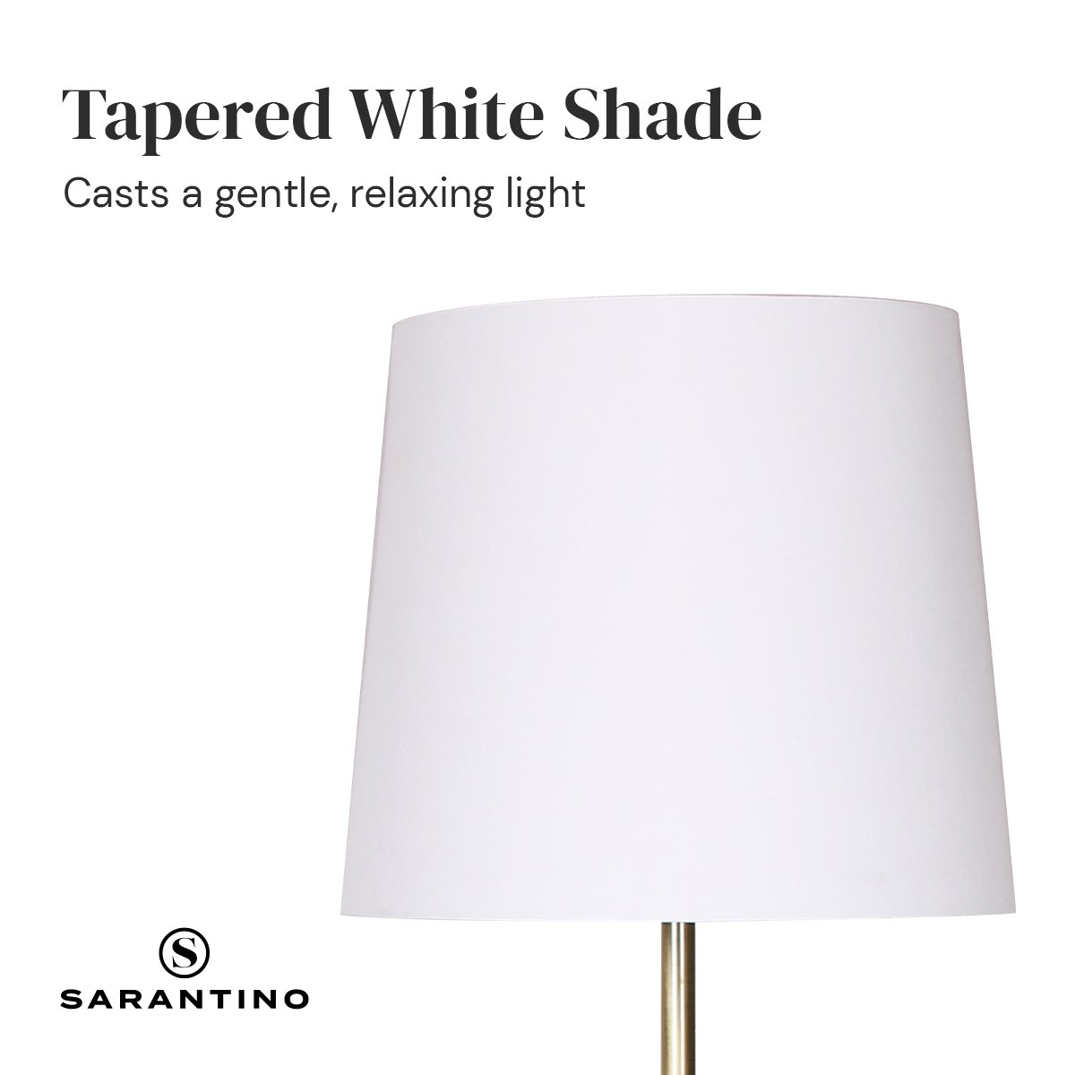 Sarantino Metal Floor Lamp in Antique Brass Finish with Cream Linen Fabric Shade - Home & Garden > Lighting > Night