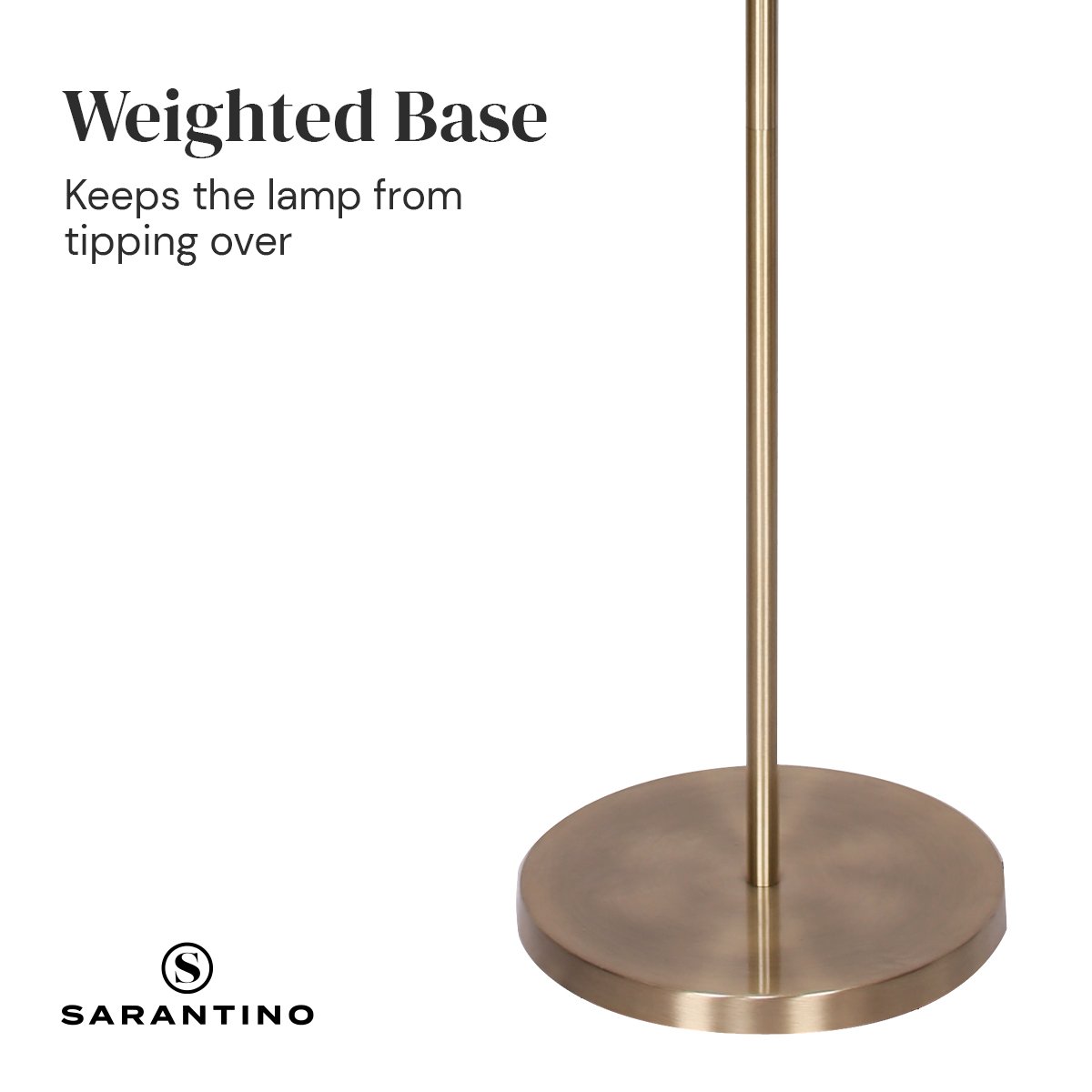 Sarantino Metal Floor Lamp in Antique Brass Finish with Cream Linen Fabric Shade - Home & Garden > Lighting > Night