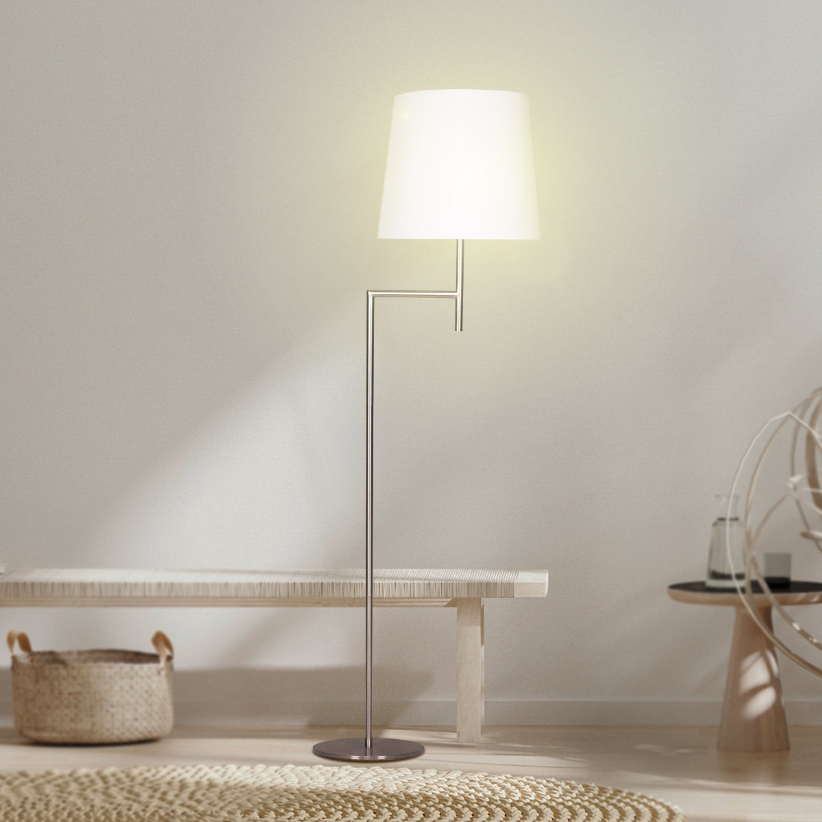 Sarantino Nickel Metal Arc Floor Lamp - Home & Garden > Lighting > Night Lights & Ambient Lighting