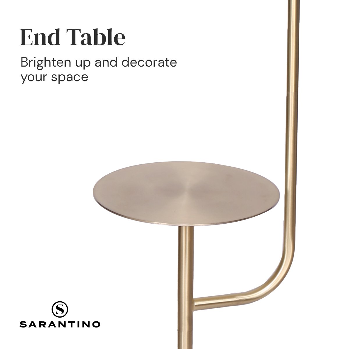 Sarantino Marble & Metal End Table Top Floor Lamp - Furniture > Living Room > Coffee Tables