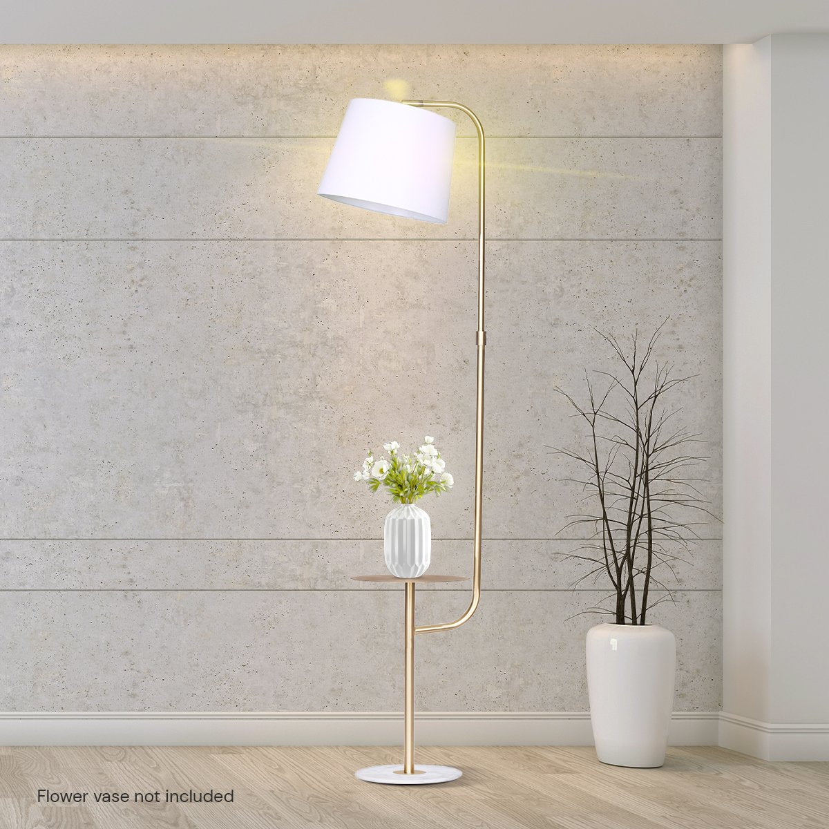 Sarantino Marble & Metal End Table Top Floor Lamp - Furniture > Living Room > Coffee Tables