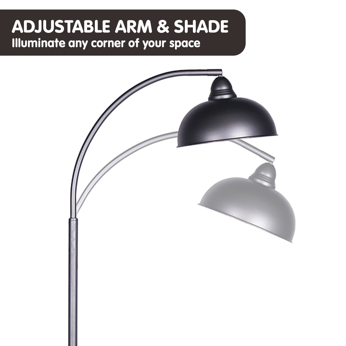 Sarantino Dark Grey Floor Lamp Industrial Chic Adjustable Angle - Home & Garden > Lighting > Night Lights & Ambient