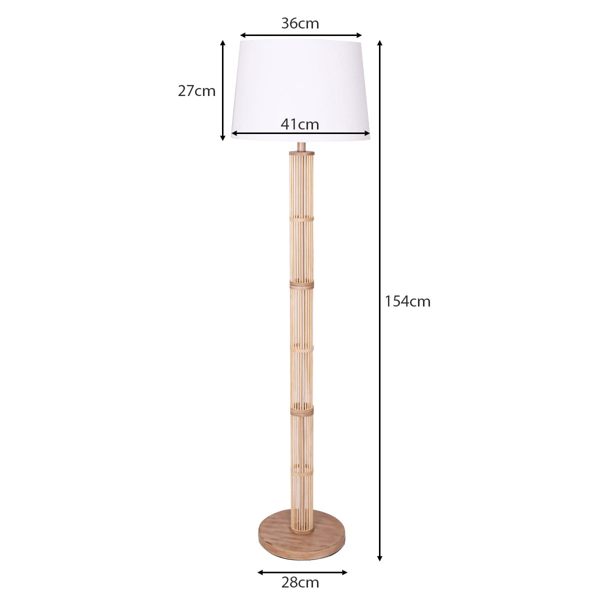 Sarantino Rattan Floor Lamp With Ghost-White Linen Shade - Furniture > Living Room > Ottomans & Footstools