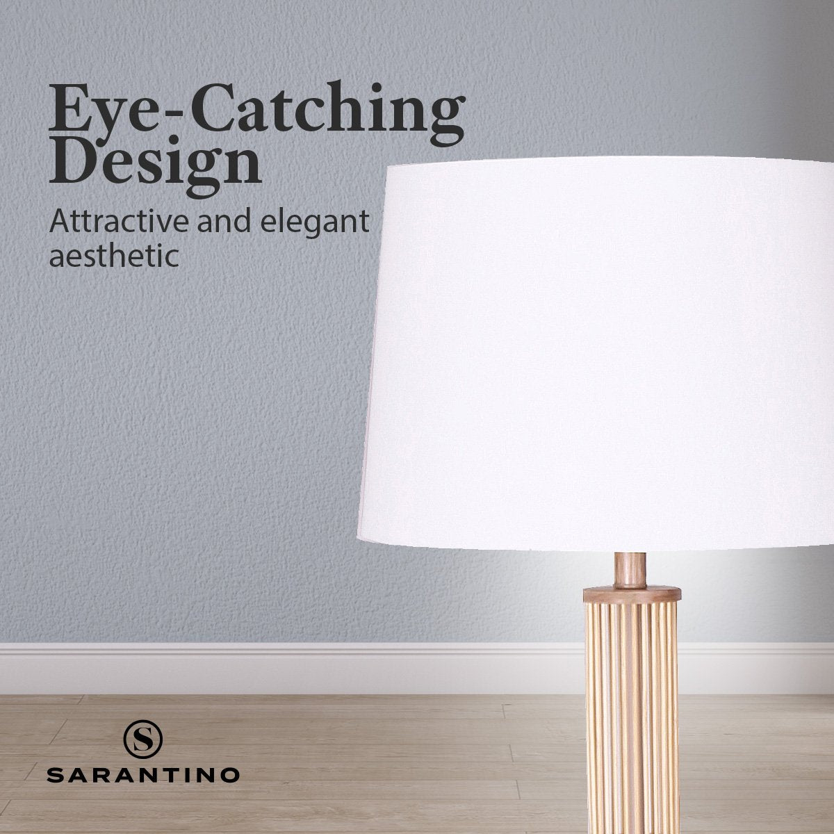 Sarantino Rattan Floor Lamp With Ghost-White Linen Shade - Furniture > Living Room > Ottomans & Footstools