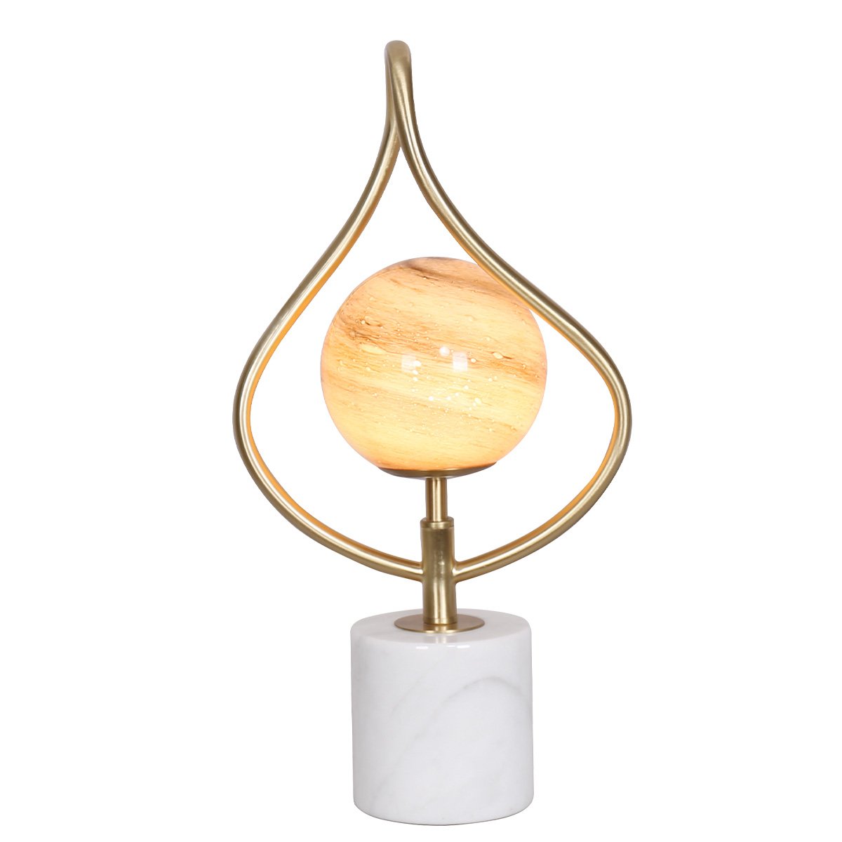 Sarantino Sculptural Orange Glass Table Lamp With White Marble Base - Home & Garden > Lighting > Table Lamps