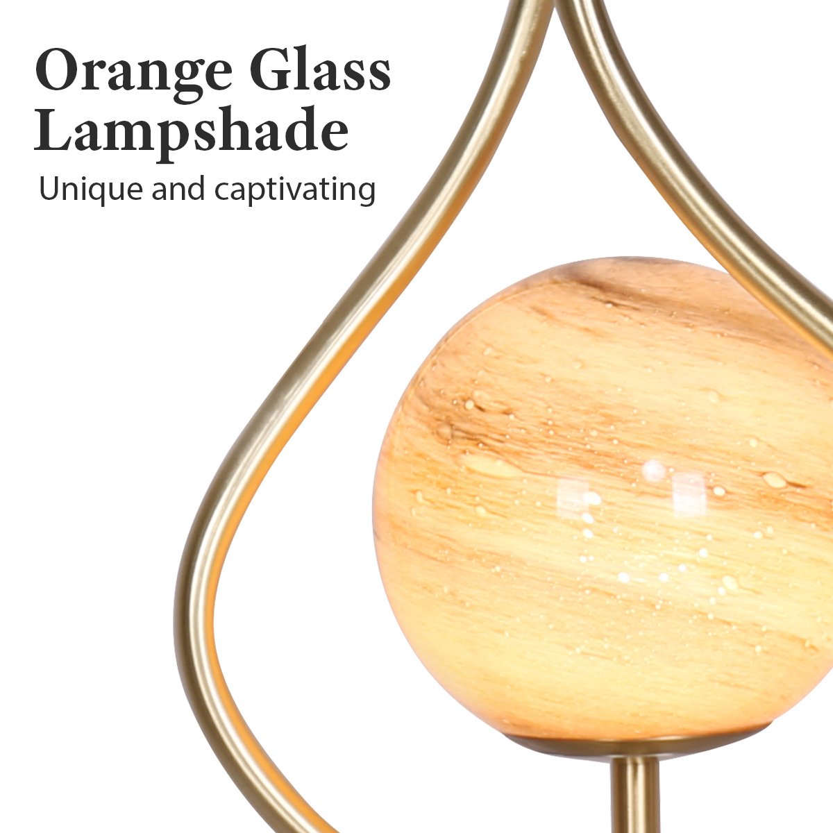 Sarantino Sculptural Orange Glass Table Lamp With White Marble Base - Home & Garden > Lighting > Table Lamps