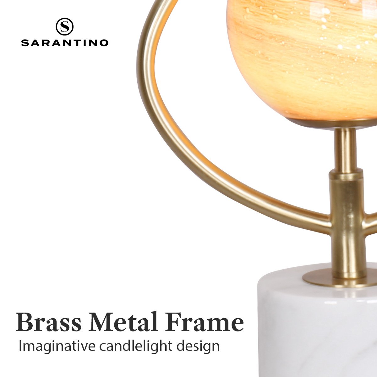 Sarantino Sculptural Orange Glass Table Lamp With White Marble Base - Home & Garden > Lighting > Table Lamps