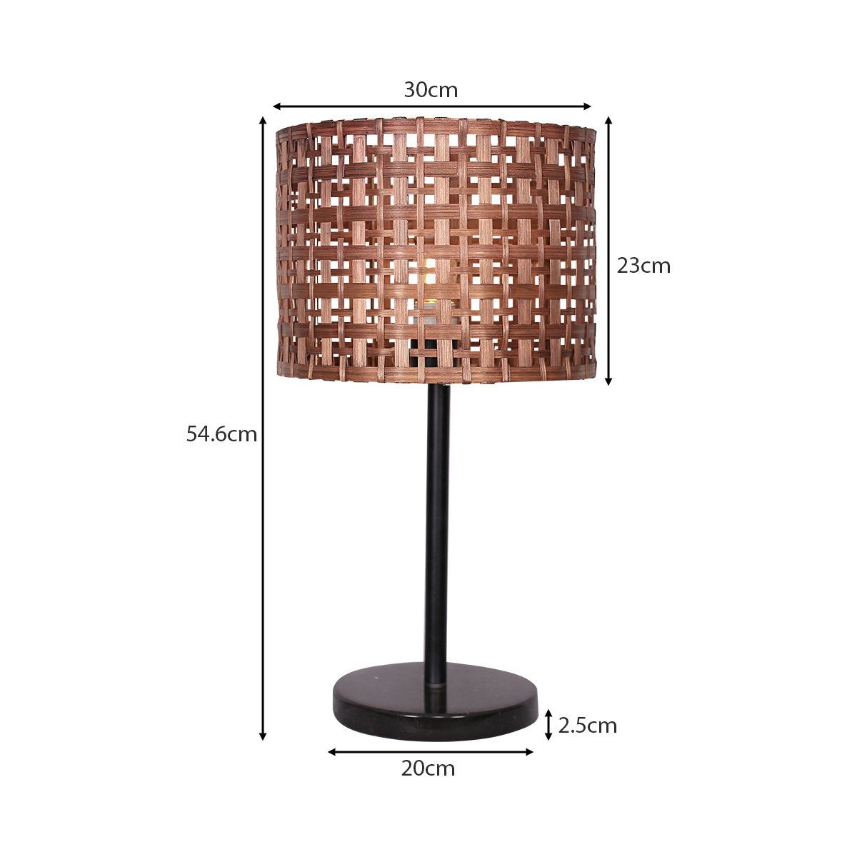 Sarantino Rattan Desk Lamp With Black Marble Base - Home & Garden > Lighting > Table Lamps