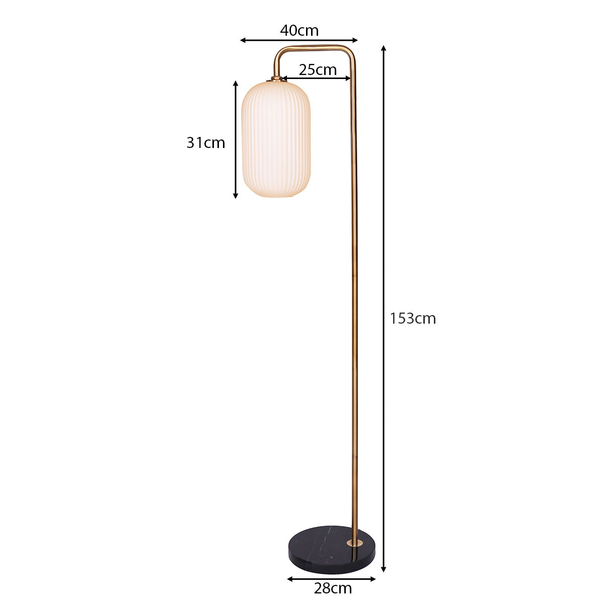 Sarantino Metal Floor Lamp With Opal Glass Shade Home & Garden > Lighting > Table Lamps