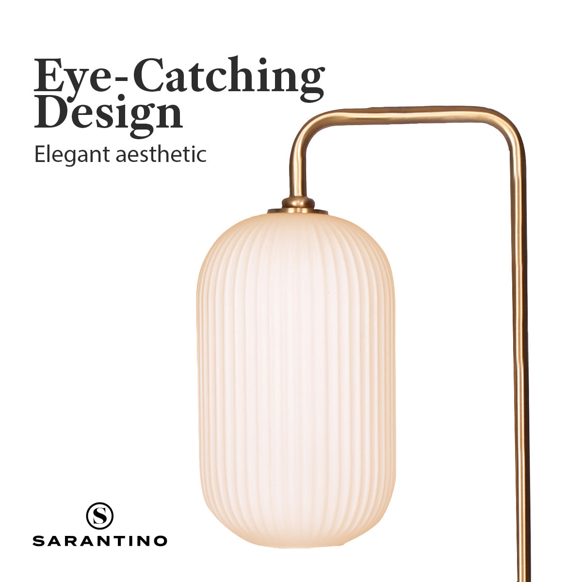 Sarantino Metal Floor Lamp With Opal Glass Shade Home & Garden > Lighting > Table Lamps