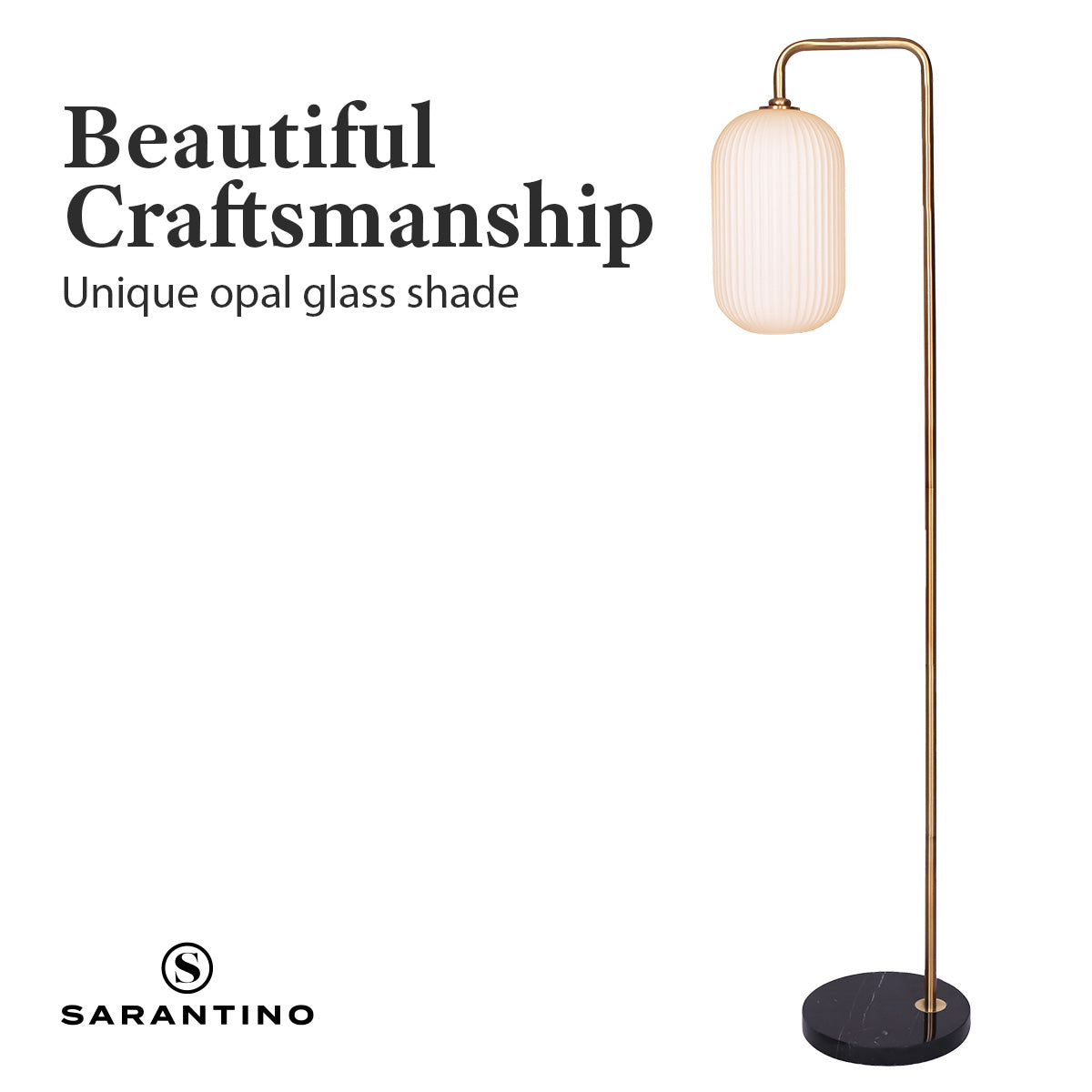 Sarantino Metal Floor Lamp With Opal Glass Shade Home & Garden > Lighting > Table Lamps