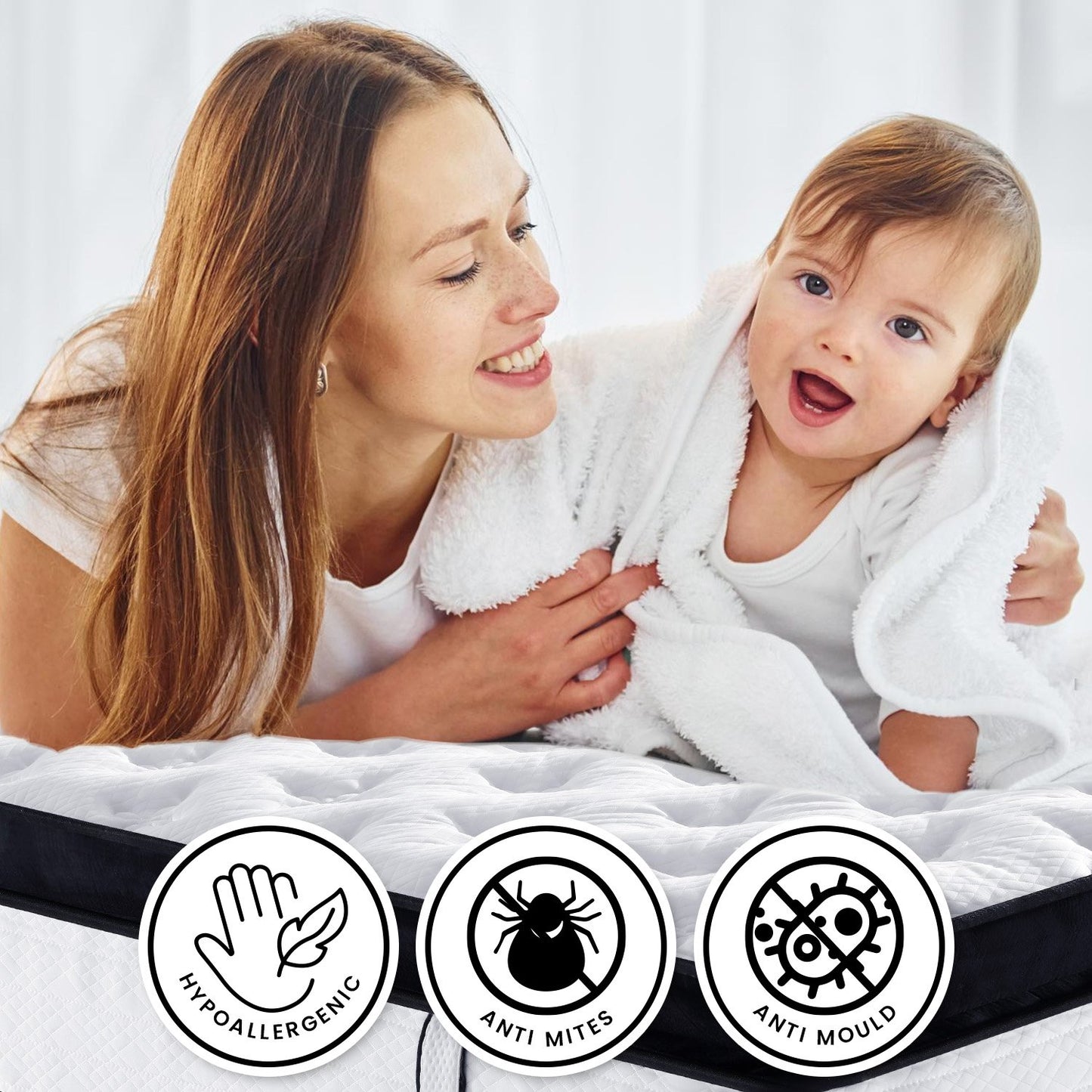 Laura Hill King Mattress Bed Size Euro Top 5 Zone Spring Foam 32cm Bedding Pocket - Furniture > Mattresses > Mattress