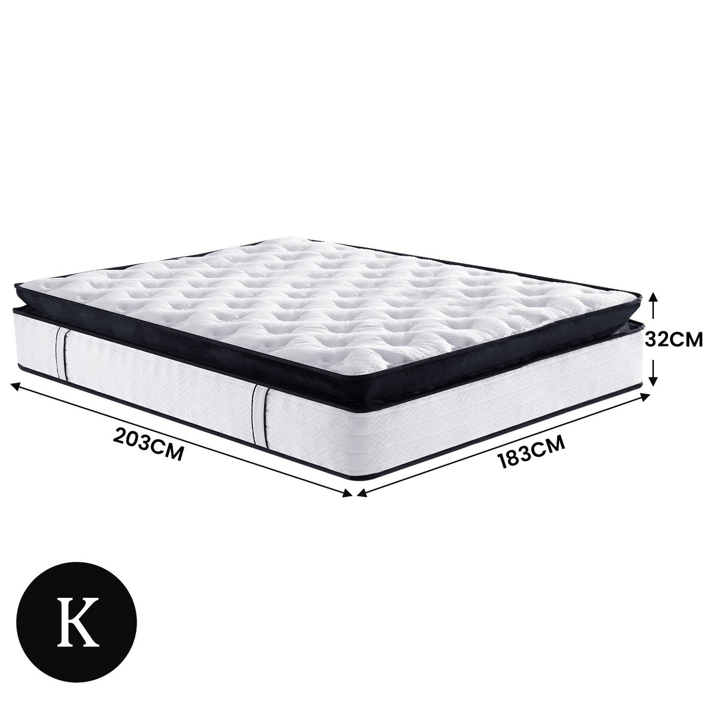 Laura Hill King Mattress Bed Size Euro Top 5 Zone Spring Foam 32cm Bedding Pocket - Furniture > Mattresses > Mattress