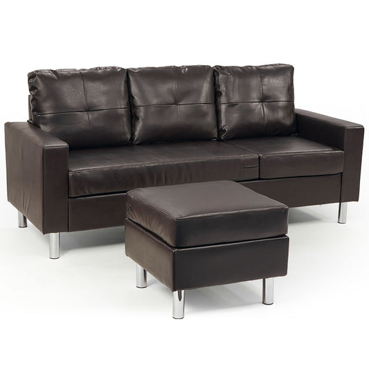 Corner Sofa Lounge Couch Modular Furniture Chair Home Faux Leather Chaise Brown - Furniture > Bar Stools & Chairs > Arm