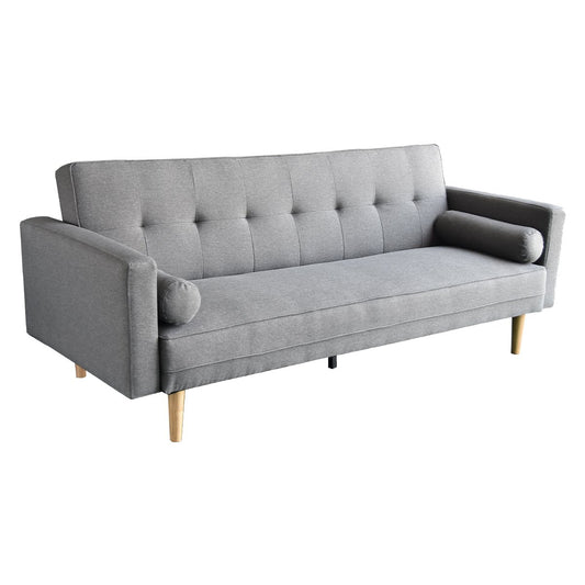 Madison Sofa Bed Lounge Couch Futon Furniture Home Light Grey Linen Suite - Furniture > Bar Stools & Chairs > Arm