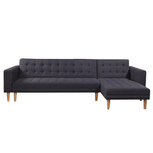 Linen Fabric Corner Sofa Bed Couch Lounge With Chaise Furniture - Dark Grey - Furniture > Bar Stools & Chairs > Arm