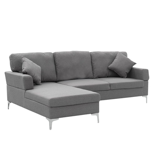 Linen Corner Sofa Couch Lounge L-shape W/right Chaise Seat Dark Grey - Furniture > Bar Stools & Chairs > Arm Chairs &