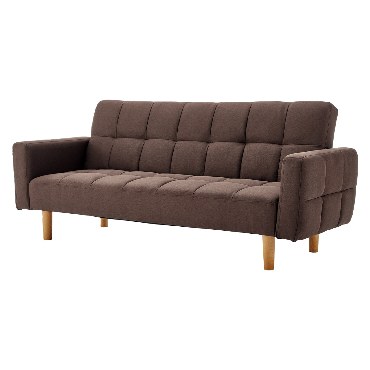Sarantino 3-Seater Fabric Sofa Bed Futon - Brown - Furniture > Sofas > Sofas & Sofa Beds