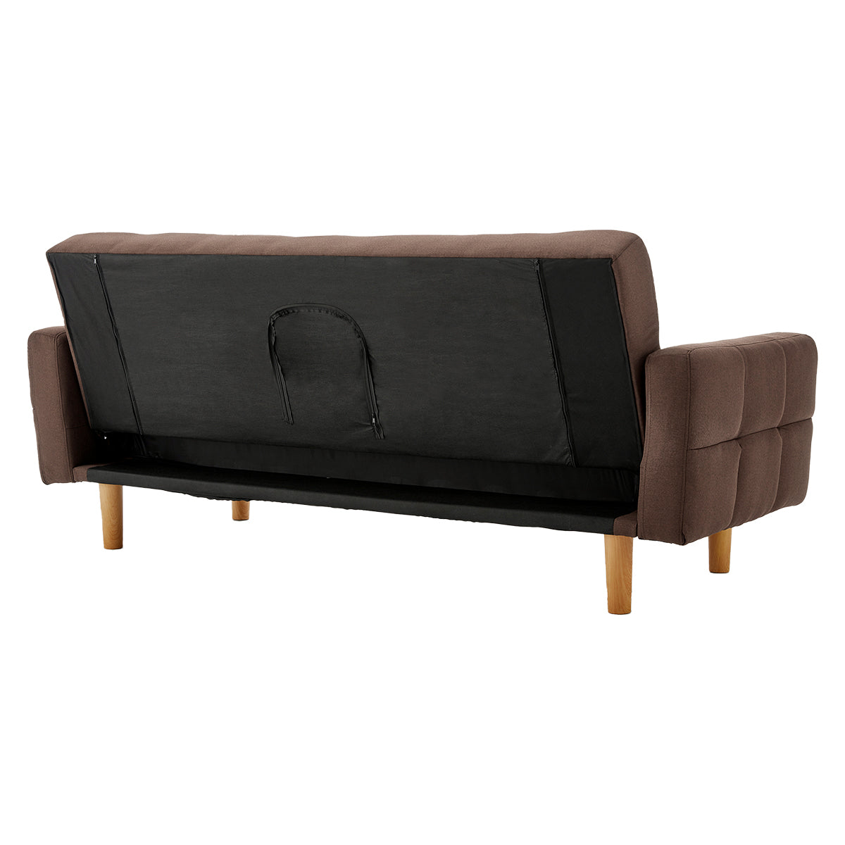 Sarantino 3-Seater Fabric Sofa Bed Futon - Brown - Furniture > Sofas > Sofas & Sofa Beds