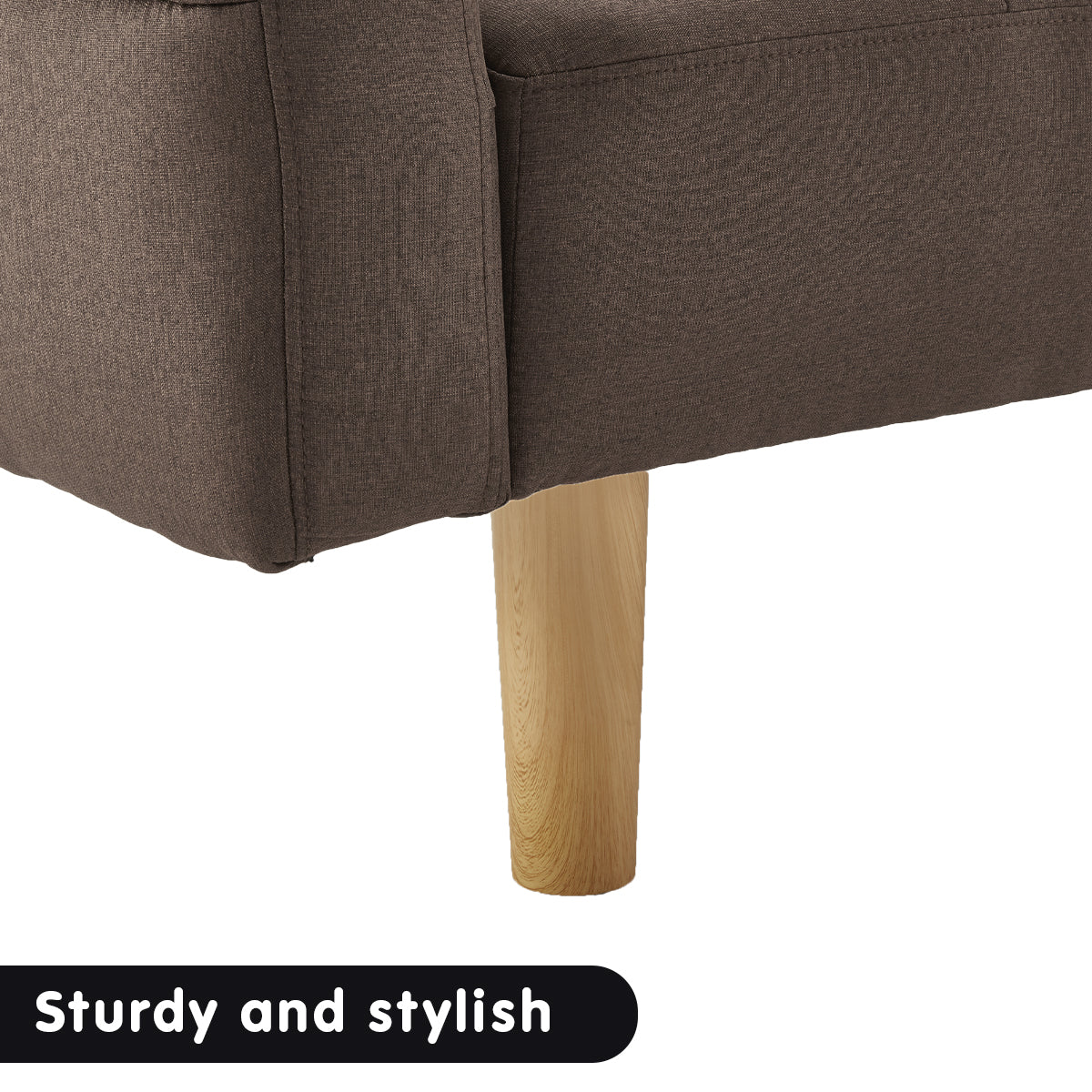 Sarantino 3-Seater Fabric Sofa Bed Futon - Brown - Furniture > Sofas > Sofas & Sofa Beds