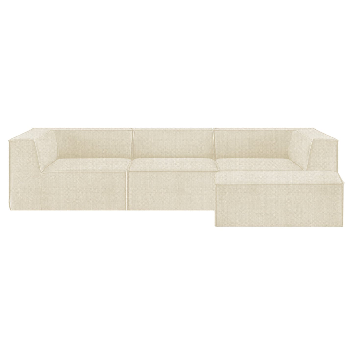 Sarantino Novi 3-Seater Modular Sofa with Ottoman in Cream Non-Slip Bottom Lounge - Furniture > Sofas > Sofas & Sofa