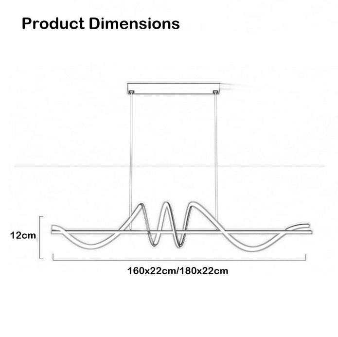 BAMDECOR A202 Modern LED Linear Pendant Lights with Dimmable LED (160cm/180cm-Black) 1.8 Meters