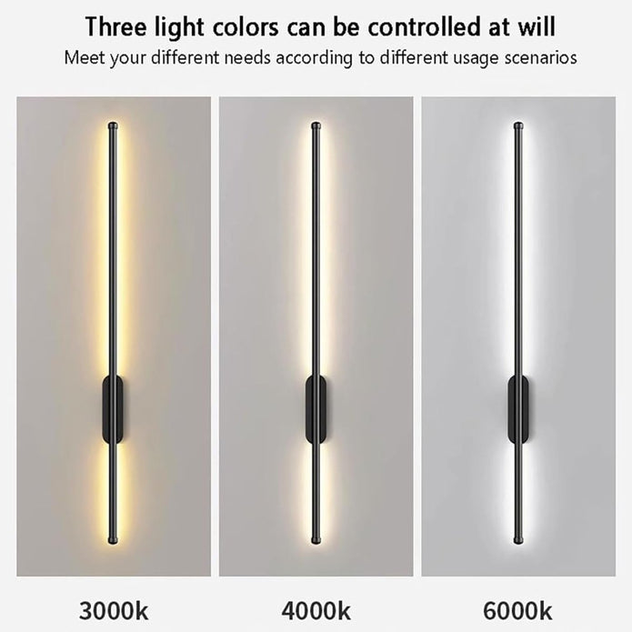 BAMDECOR Modern Minimalist Wall Light Long Tube LED Black Bedside Sconces Wall Lights with with Acrylic Shade Wall