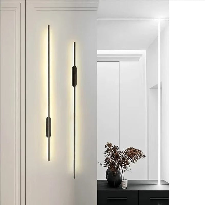 BAMDECOR Modern Minimalist Wall Light Long Tube LED Black Bedside Sconces Wall Lights with with Acrylic Shade Wall