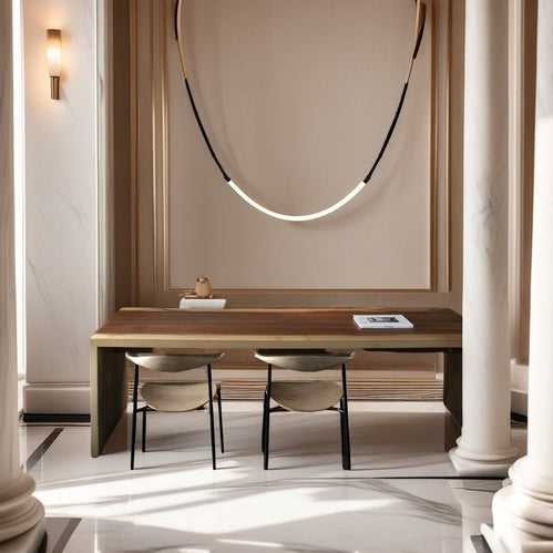 BAMDECOR Minimalistic Retro LED Minimalism Designer Lustre Hanging Lamps Slender Shape LED Pendant Light (Black) Home &