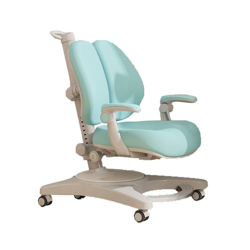 Solid Rubber Wood Height Adjustable Children Kids Ergonomic Blue Study Desk Chair Set 120cm AU Furniture > Bar Stools &
