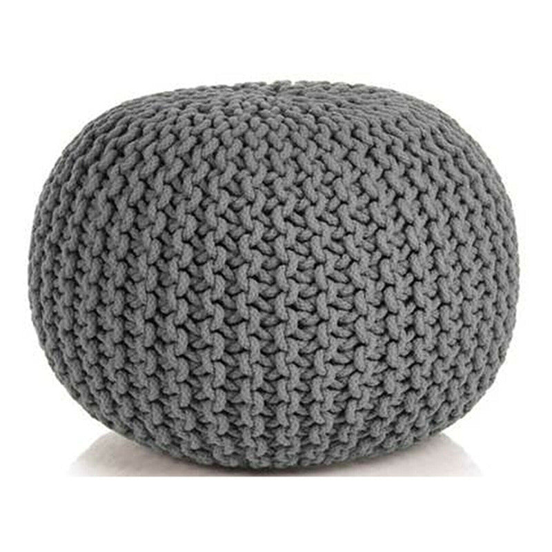 Braided Ottoman Pouffe Footstool Hand Knitted (Grey) - Furniture > Living Room > Ottomans & Footstools