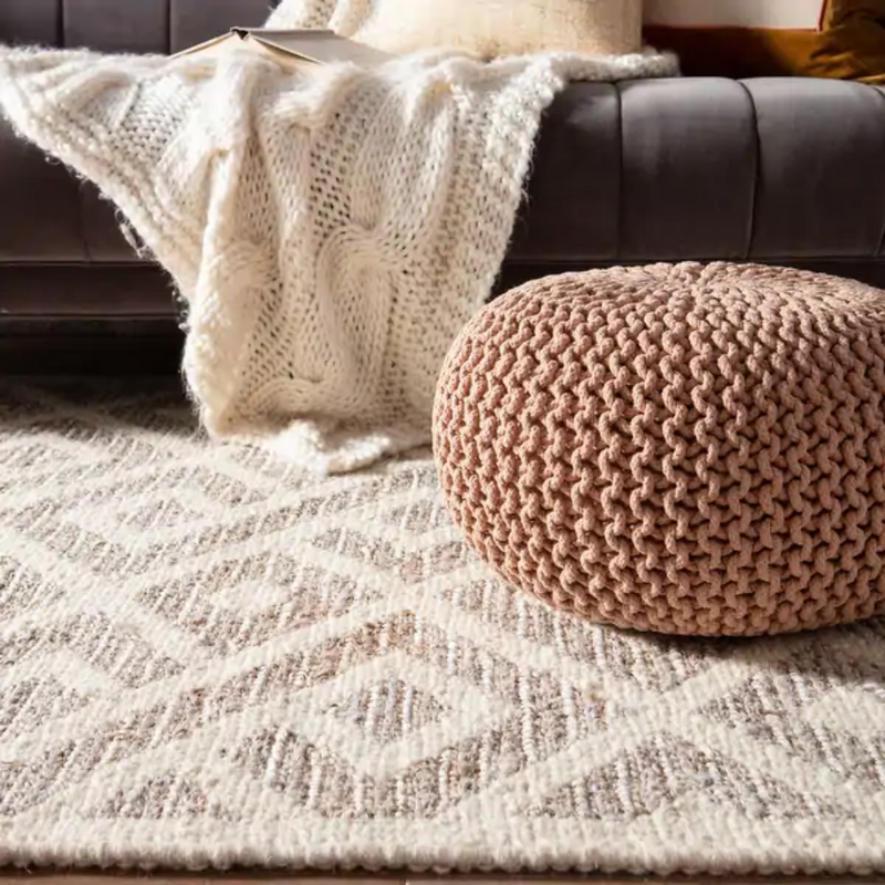 Braided Ottoman Pouffe Footstool Hand Knitted (Pink) - Furniture > Living Room > Ottomans & Footstools