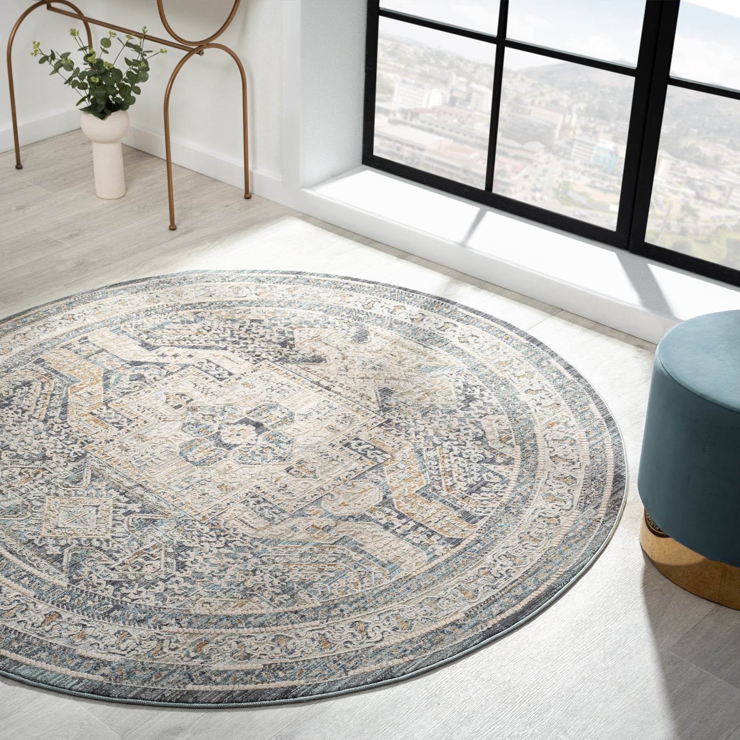 Aubre Contemporary Area Rug - Charcoal - 160x160 - Home & Garden > Rugs > Floor Rugs
